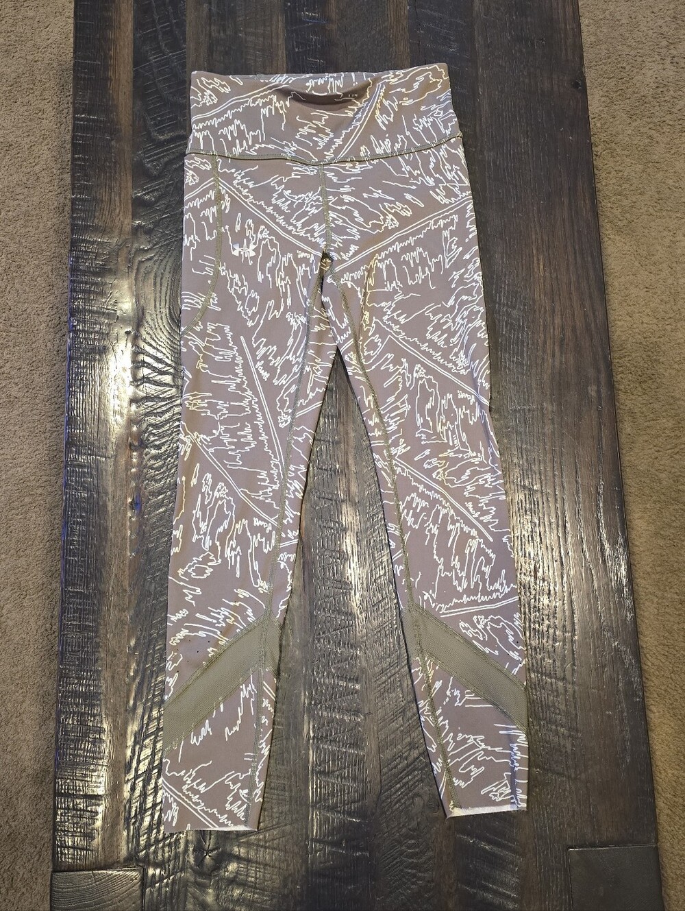 Under Armour Taupe Printed High-Rise Jeggings with White Pattern